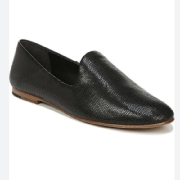 Vince. Shoes Women's Size 6.5 Black - Marley Snakeskin Venetian Loafers‎ - Picture 2 of 14